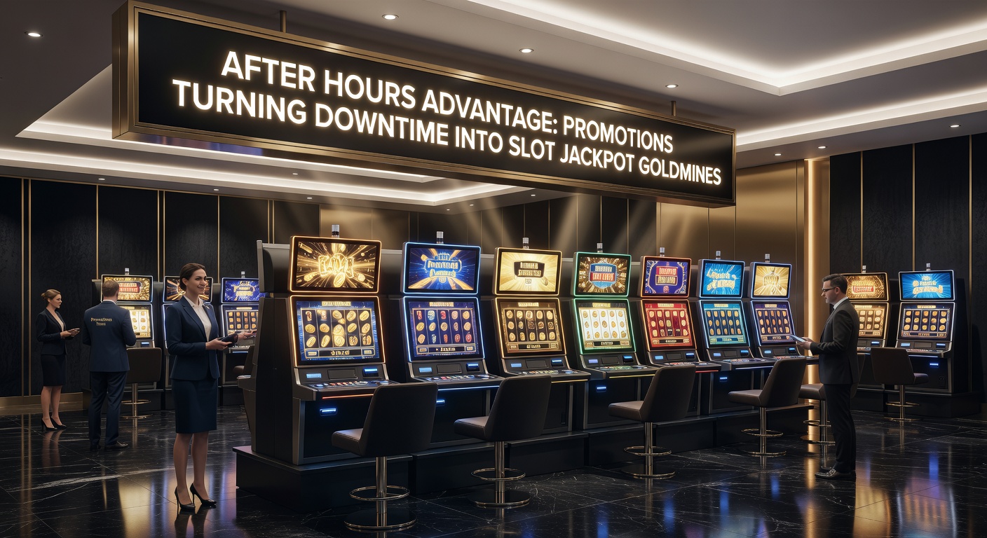 Vibrant casino slot machines glowing under dim after-hours lights, with jackpot counters ticking upward during quiet nighttime sessions