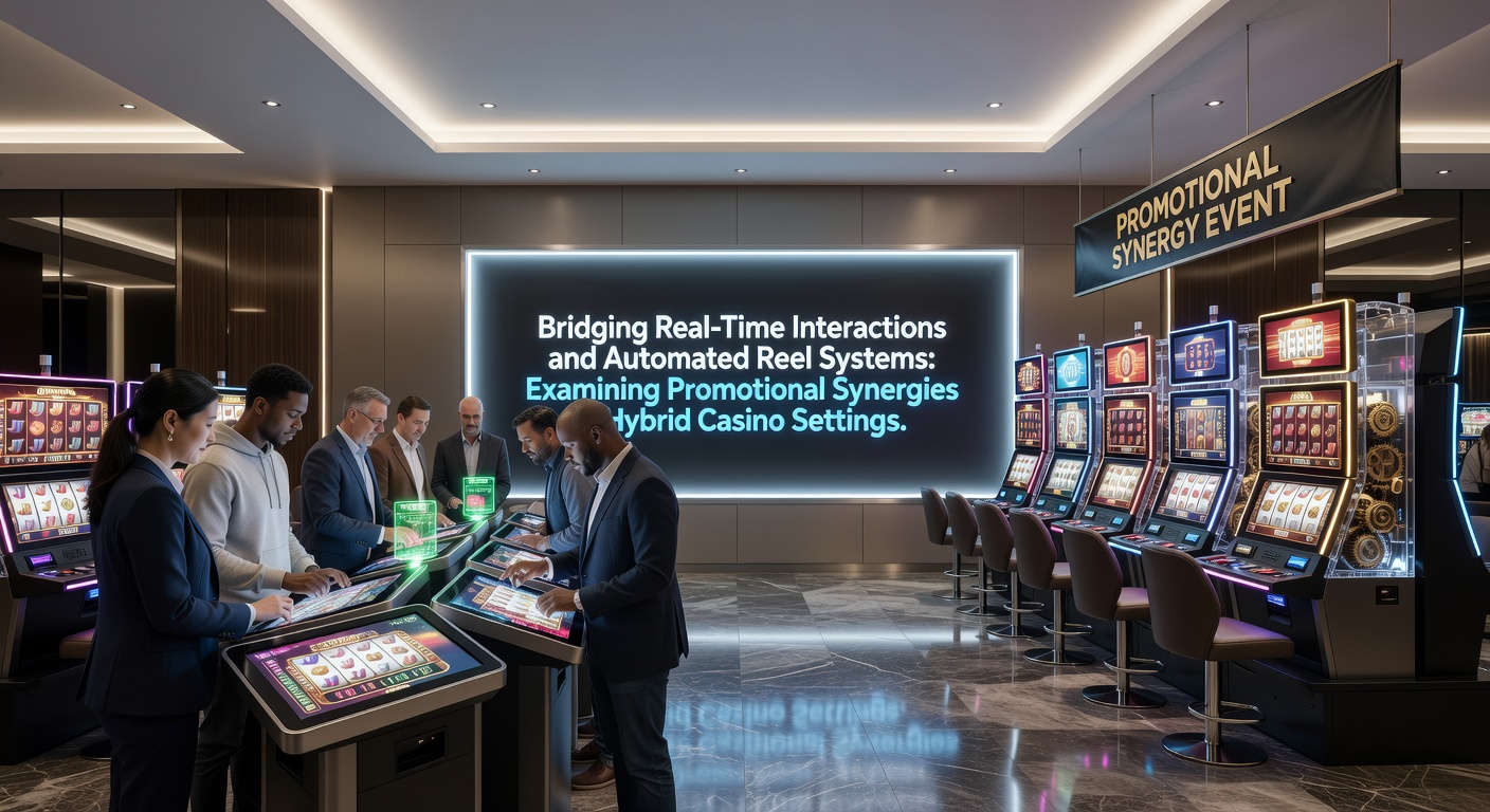 Hybrid casino floor showing live dealer tables adjacent to banks of automated reel machines with promotional displays active