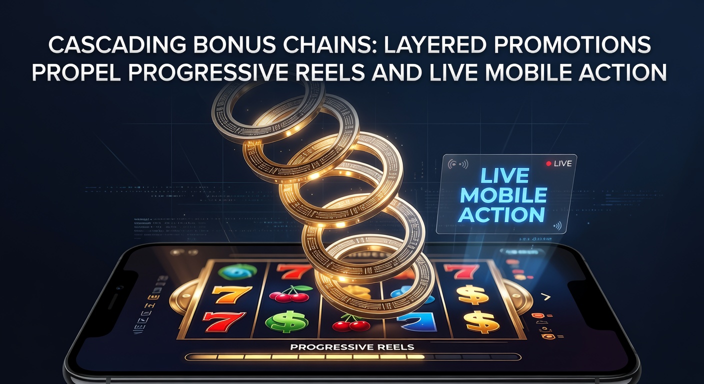 Vibrant cascading reels with layered bonus symbols exploding across a mobile screen, highlighting progressive jackpot chains in action