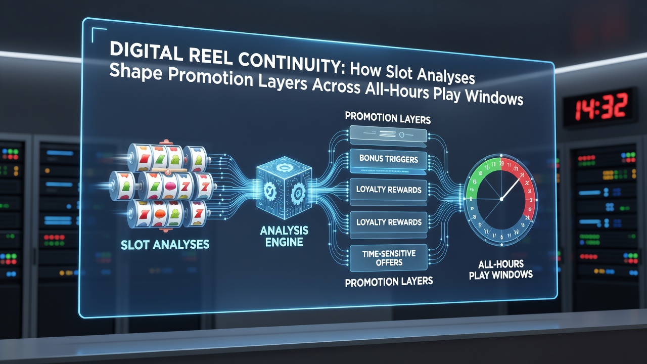 Analytics dashboard displaying slot promotion layers mapped against 24-hour play continuity graphs and session duration metrics