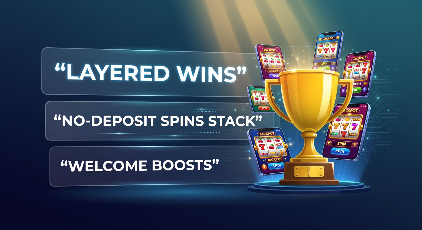 Vibrant mobile screen displaying stacked bonus icons on a progressive jackpot slot, with spinning reels and glowing reward layers activating simultaneously
