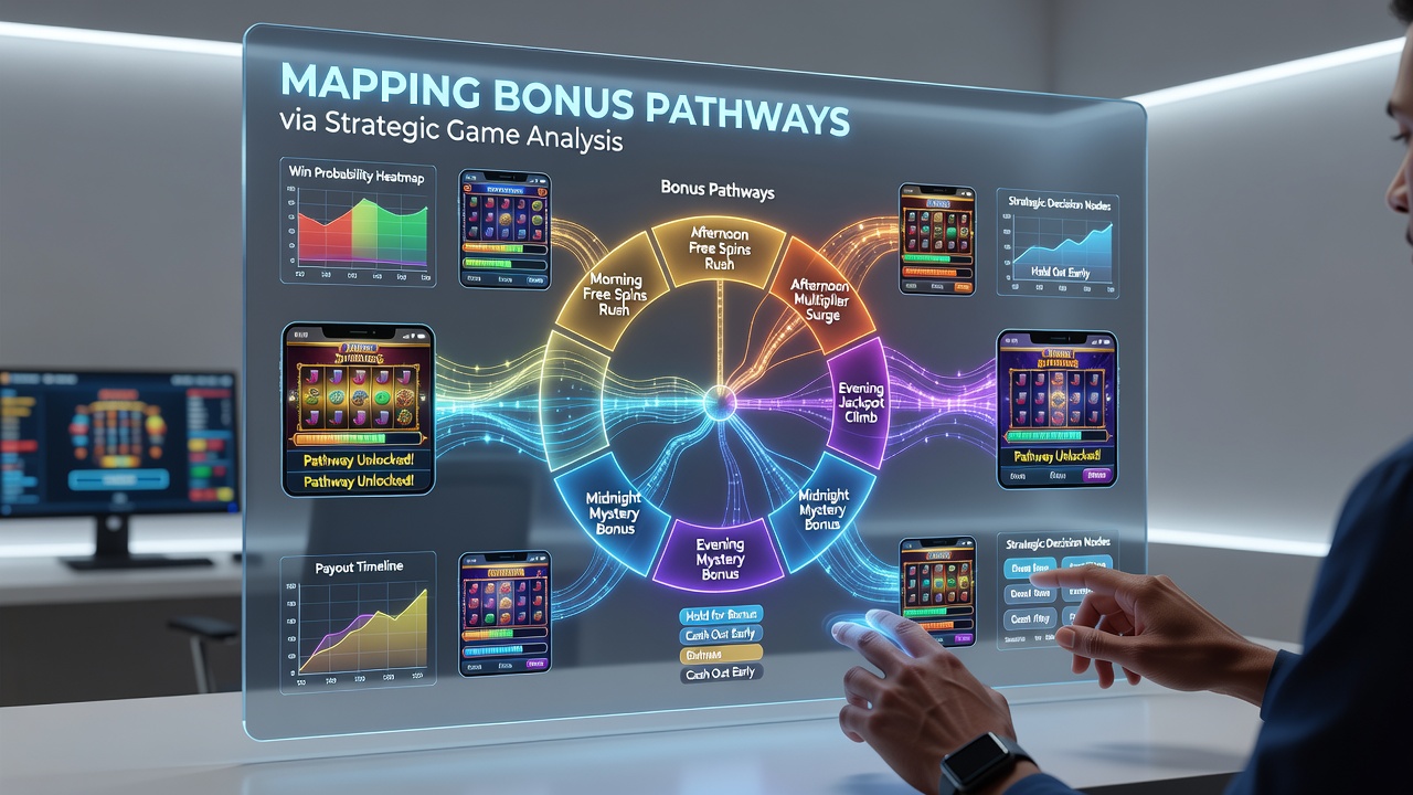 Data visualization charts mapping jackpot bonus triggers over a 24-hour mobile gaming cycle
