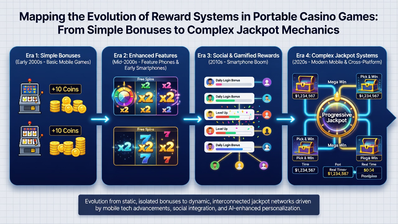 Mobile device screen displaying a complex jackpot network interface with linked progressive meters across multiple slot games and real-time contribution tracking