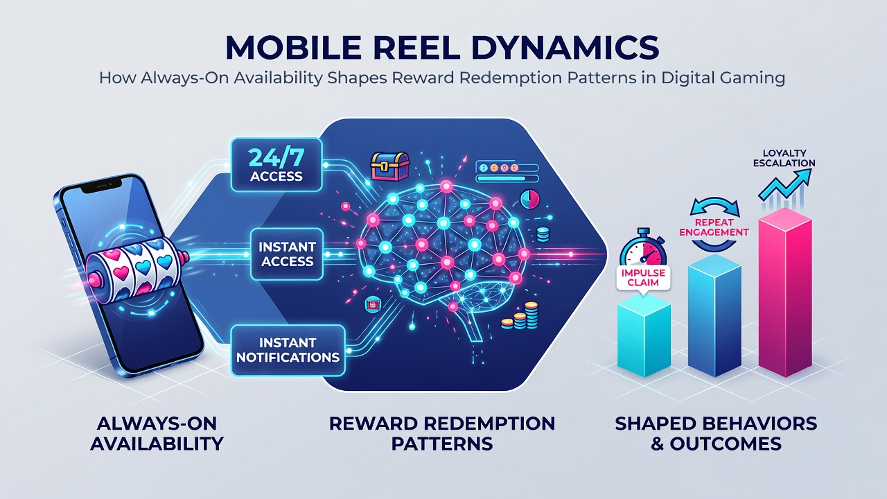 Analytics dashboard displaying mobile user redemption trends and session timing data for digital slot environments