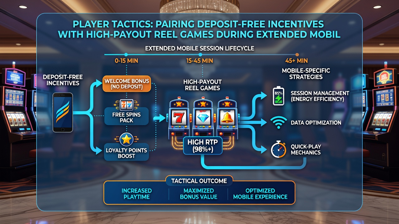 Illustration of strategic pairing between no-deposit bonuses and high-payout slots on mobile devices
